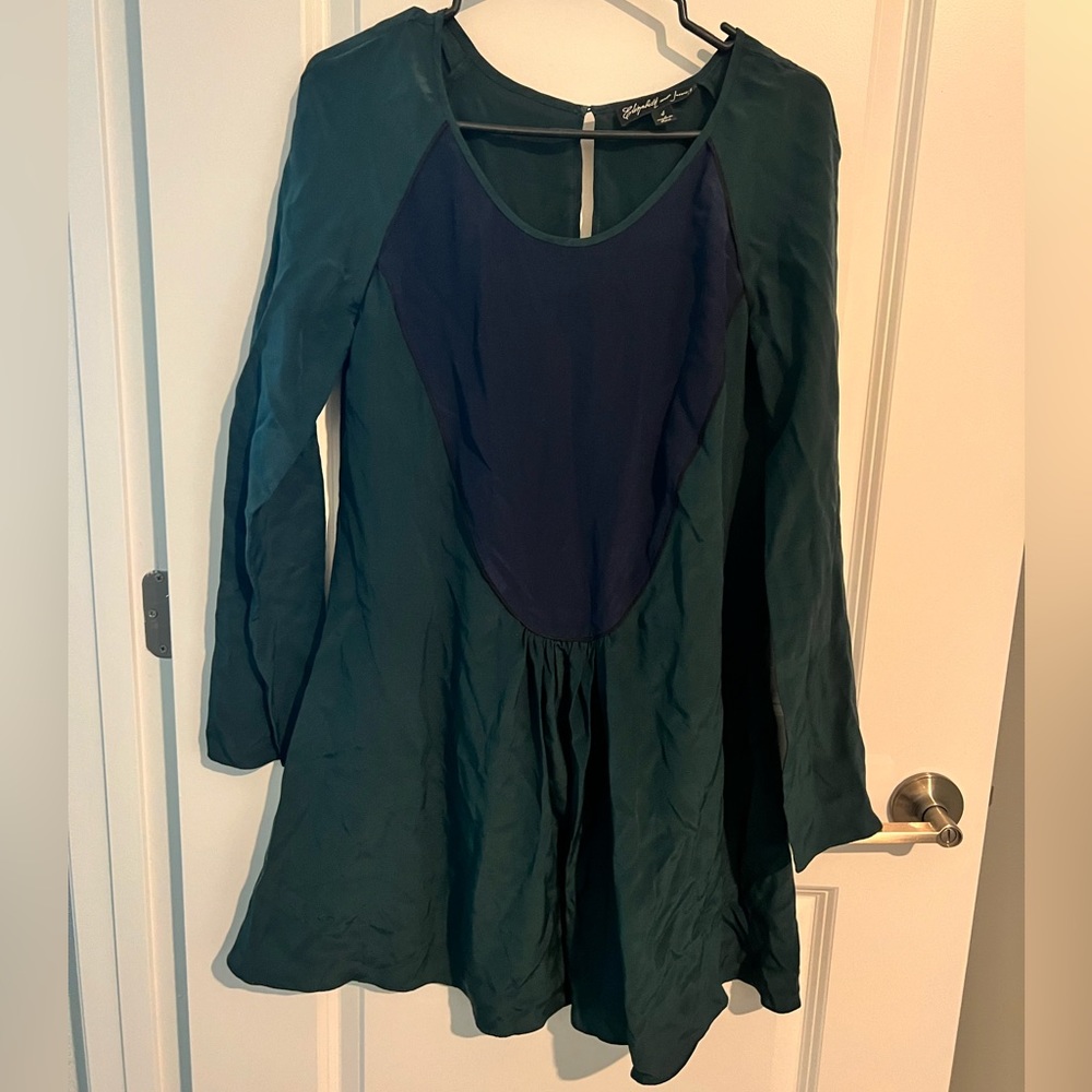 EUC Elizabeth and James Long Sleeve 100% Silk Dress, Size 4